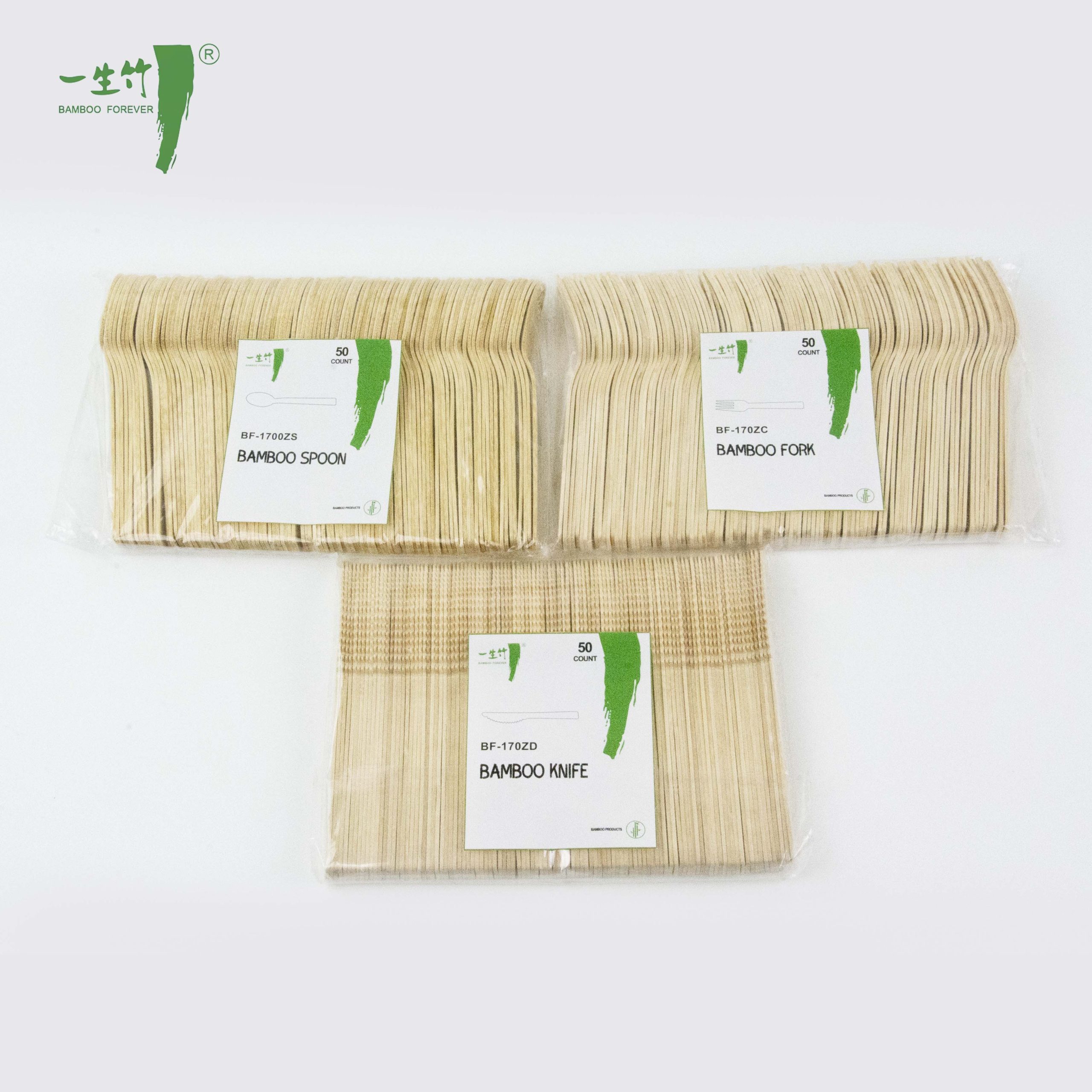 Vendita Diretta di Fabbrica – Posate Monouso in Bambù con Confezione in Plastica